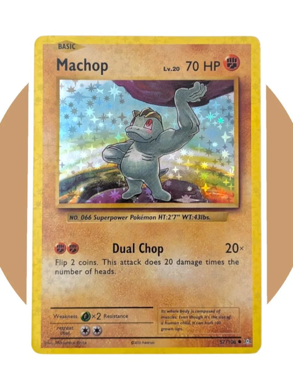 Novelty Pokemon Art Card (A53): Machop 57/108 Holo, Mitsuhiro Arita